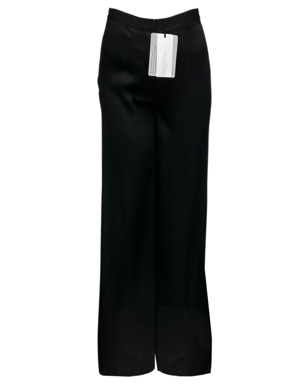 FORTE_FORTE BLACK EMBROIDERED FLUID SATIN PANTS